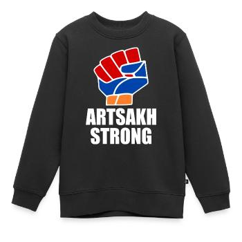 Artsakh strong - Sweat Premium enfant bio - noir - Devant - AI Model Kid Female (0cm)