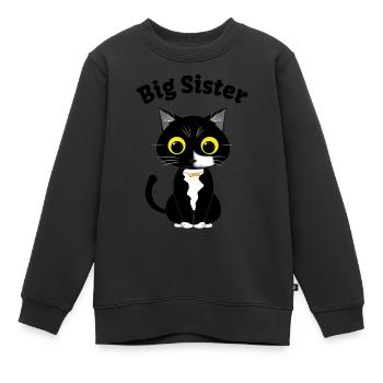 Große Schwester Kätzchen - Kinder Premium Organic Sweatshirt - Schwarz - Vorne - AI Model Kid Female (0cm)