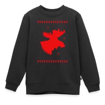 Elk Christmas Reindeer Deer - Sweat Premium enfant bio - noir - Devant - AI Model Kid Female (0cm)