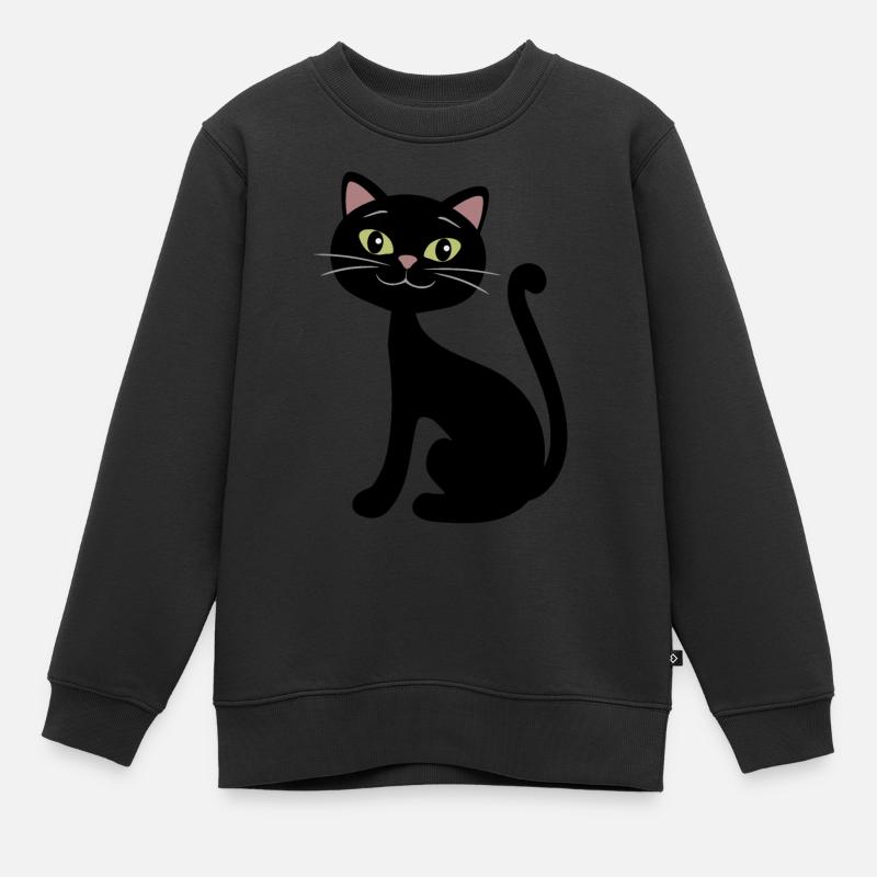 Glückliche schwarze Katze - Kinder Premium Organic Sweatshirt - Schwarz