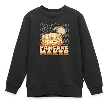 Kawaii Pancake Maker Lächelte Pfannkuchen Sirup - Kinder Premium Organic Sweatshirt - Schwarz - Vorne - AI Model Kid Female (0cm)