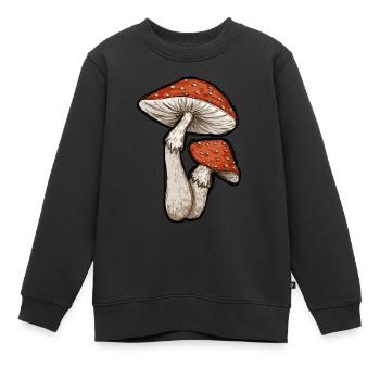 Fliegenpilze Illustration - Kinder Premium Organic Sweatshirt - Schwarz - Vorne - AI Model Kid Female (0cm)