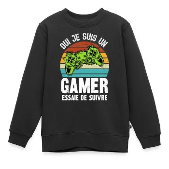je suis un gamer - Sweat Premium enfant bio - noir - Devant - AI Model Kid Female (0cm)