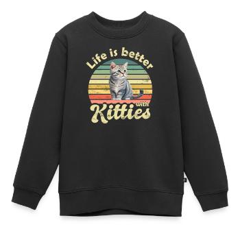 Katze Katzen - Kinder Premium Organic Sweatshirt - Schwarz - Vorne - AI Model Kid Female (0cm)