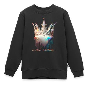 Couronne fondante blanche - Sweat Premium enfant bio - noir - Devant - AI Model Kid Female (0cm)