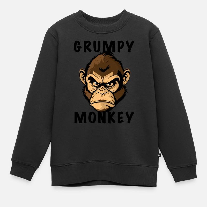 GRUMPY MONKEY - Kids Premium Organic Sweatshirt - black