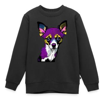 Glücklicher Hund. Glückliche Hunde. Chihuahua! - Kinder Premium Organic Sweatshirt - Schwarz - Vorne - AI Model Kid Female (0cm)