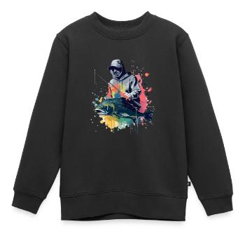 Yann der Fischer - Kinder Premium Organic Sweatshirt - Schwarz - Vorne - AI Model Kid Female (0cm)