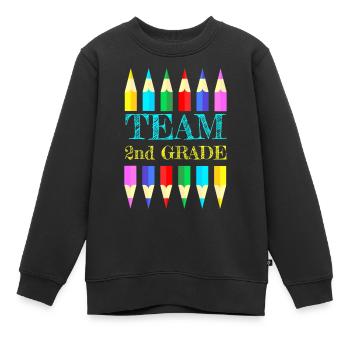 Team 2nd Second Grade Squad Teacher Back To School - Kinder Premium Organic Sweatshirt - Schwarz - Vorne - AI Model Kid Female (0cm)