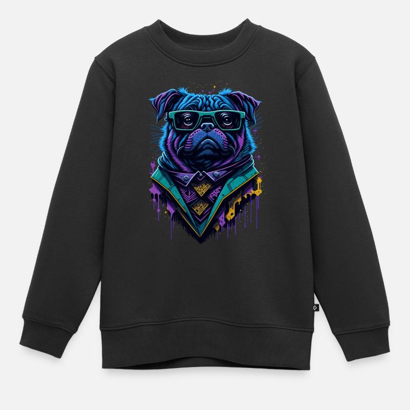 Graffiti Cyberpug - Kinder Premium Organic Sweatshirt - Schwarz