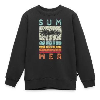 Rétro été palmier - Sweat Premium enfant bio - noir - Devant - AI Model Kid Female (0cm)