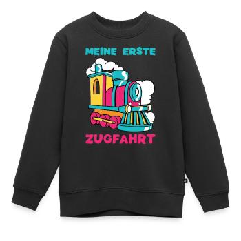 Meine erste Zugfahrt - Eisenbahn Dampflok Zug - Kinder Premium Organic Sweatshirt - Schwarz - Vorne - AI Model Kid Female (0cm)