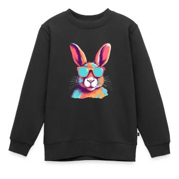 Greg der bebrillte Hase - Kinder Premium Organic Sweatshirt - Schwarz - Vorne - AI Model Kid Female (0cm)