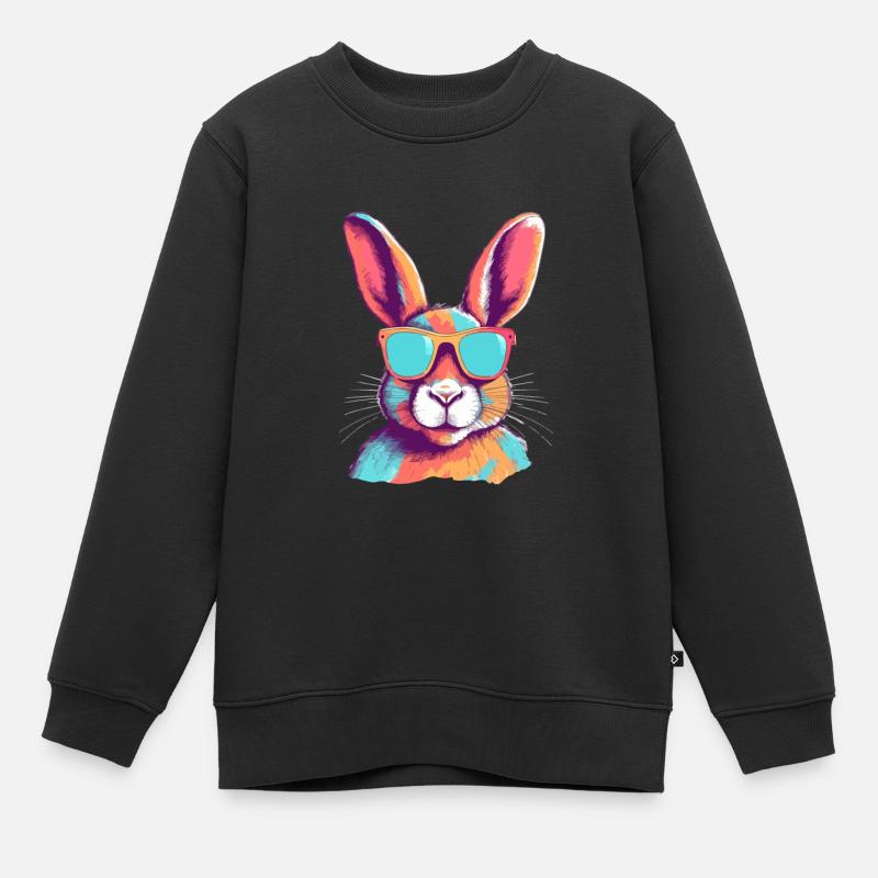Greg le lapin à lunettes - Sweat Premium enfant bio - noir