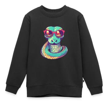 Kas le serpent - Sweat Premium enfant bio - noir - Devant - AI Model Kid Female (0cm)