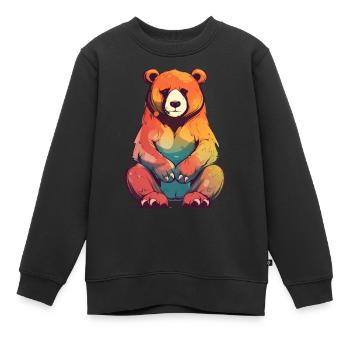 Bado der mürrische Bär - Kinder Premium Organic Sweatshirt - Schwarz - Vorne - AI Model Kid Female (0cm)