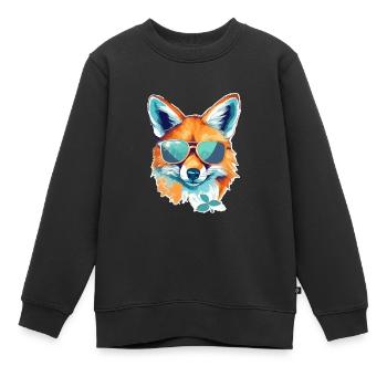 Iky, der bebrillte Fuchs - Kinder Premium Organic Sweatshirt - Schwarz - Vorne - AI Model Kid Female (0cm)