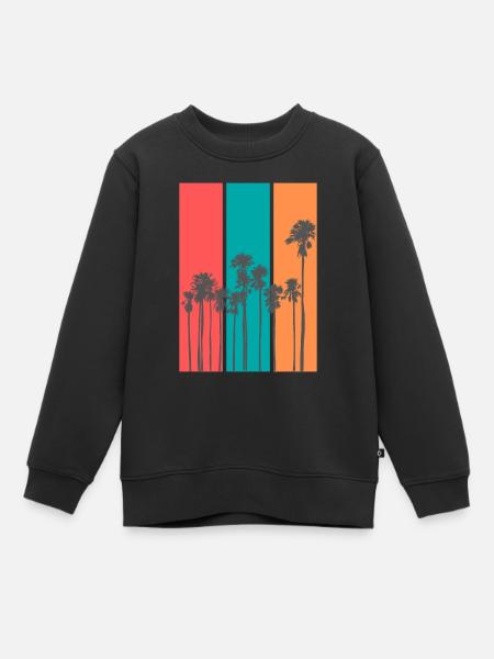 Palmiers Été Plage - Sweat Premium enfant bio - noir