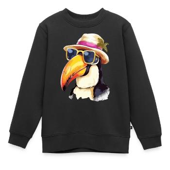 Jean le toucan - Sweat Premium enfant bio - noir - Devant - AI Model Kid Female (0cm)