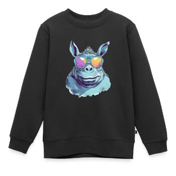 Rina das Nashorn - Kinder Premium Organic Sweatshirt - Schwarz - Vorne - AI Model Kid Female (0cm)