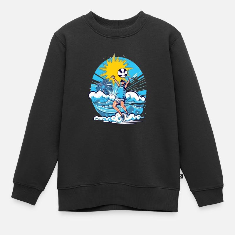 Jack beim Beachvolleyball - Kinder Premium Organic Sweatshirt - Schwarz