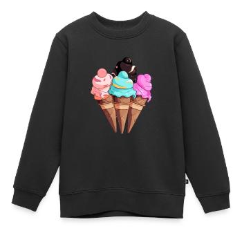 Pistazien-Schoko-Erdbeer-Eis - Kinder Premium Organic Sweatshirt - Schwarz - Vorne - AI Model Kid Female (0cm)