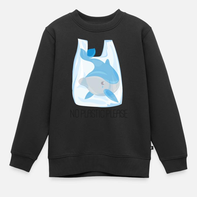 No plastic please - Dolphin - Kids Premium Organic Sweatshirt - black
