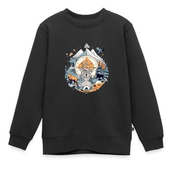 Kompass und Natur - Kinder Premium Organic Sweatshirt - Schwarz - Vorne - AI Model Kid Female (0cm)