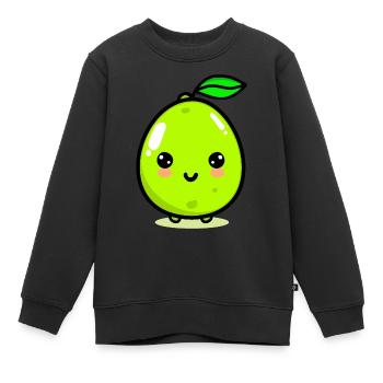 Mignon citron vert raisin fruit kawaii - Sweat Premium enfant bio - noir - Devant - AI Model Kid Female (0cm)