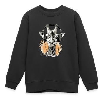 Gigi la girafe audiophile - Sweat Premium enfant bio - noir - Devant - AI Model Kid Female (0cm)