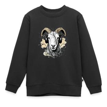 Goa la chèvre audiophile - Sweat Premium enfant bio - noir - Devant - AI Model Kid Female (0cm)