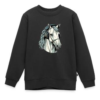 Hapo le cheval audiophile - Sweat Premium enfant bio - noir - Devant - AI Model Kid Female (0cm)