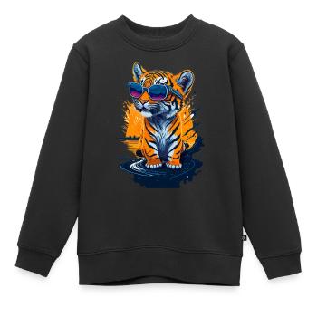 Niedlicher Baby-Tiger - Kinder Premium Organic Sweatshirt - Schwarz - Vorne - AI Model Kid Female (0cm)