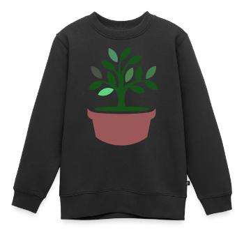 Pflanze im Blumentopf - Symbol Logo - Kinder Premium Organic Sweatshirt - Schwarz - Vorne - AI Model Kid Female (0cm)