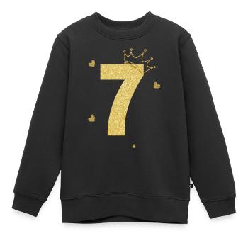 Goldene Krone zum 7-jährigen Jubiläum - Kinder Premium Organic Sweatshirt - Schwarz - Vorne - AI Model Kid Female (0cm)