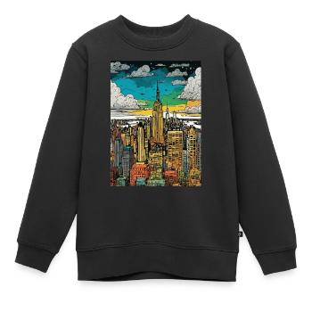 New York - Kinder Premium Organic Sweatshirt - Schwarz - Vorne - AI Model Kid Female (0cm)