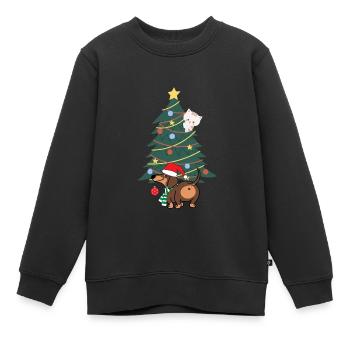 Comme chien et chat - Sweat Premium enfant bio - noir - Devant - AI Model Kid Female (0cm)