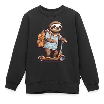 Premier jour d’inscription d’un élève paresseux - Sweat Premium enfant bio - noir - Devant - AI Model Kid Female (0cm)