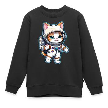 Astronaut Katze - Weltraum - Kinder Premium Organic Sweatshirt - Schwarz - Vorne - AI Model Kid Female (0cm)