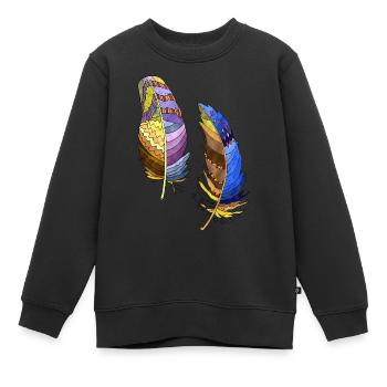 Feder - Kinder Premium Organic Sweatshirt - Schwarz - Vorne - AI Model Kid Female (0cm)