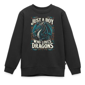 Just a boy who loves dragons - Kids Premium Organic Sweatshirt - black - Front - AI Model Kid Female (0cm)