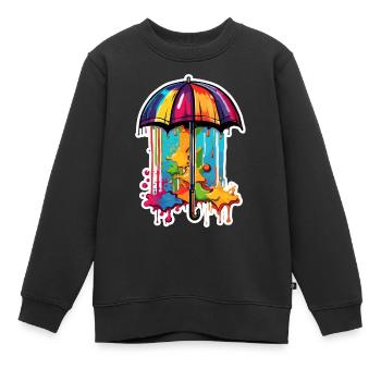 Parapluie / Météo / Précipitations / Gouttes de pluie - Sweat Premium enfant bio - noir - Devant - AI Model Kid Female (0cm)