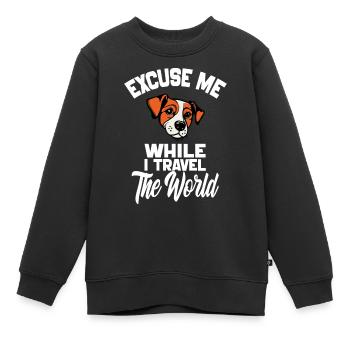 Excuse Me While I Travel The World Funny Dog Gift - Sweat Premium enfant bio - noir - Devant - AI Model Kid Female (0cm)
