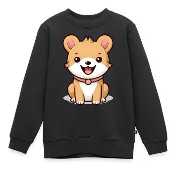 Cartoon Hund - Kleines Hündchen im Cartoon Look V2 - Kinder Premium Organic Sweatshirt - Schwarz - Vorne - AI Model Kid Female (0cm)