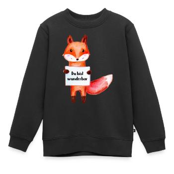 Fuchs - Du bist wunderbar - Kinder Premium Organic Sweatshirt - Schwarz - Vorne - AI Model Kid Female (0cm)