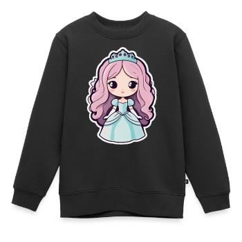 Mignonne princesse cheveux rose diadème robe bleue - Sweat Premium enfant bio - noir - Devant - AI Model Kid Female (0cm)