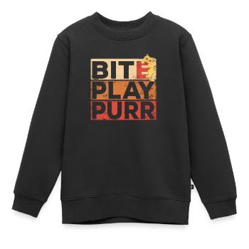 Mordant, jouer, ronronner mordant mignon Kitty Design - Sweat Premium enfant bio - noir - Devant - AI Model Kid Female (0cm)