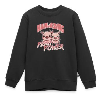 Schinken Schweinchen Power Schwein Liebe Bauer - Kinder Premium Organic Sweatshirt - Schwarz - Vorne - AI Model Kid Female (0cm)