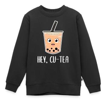 Milch Tee -Wortspiele Milch Teemacher - Kinder Premium Organic Sweatshirt - Schwarz - Vorne - AI Model Kid Female (0cm)