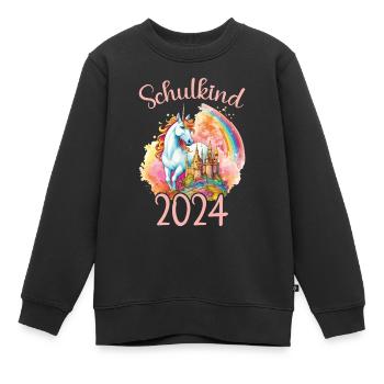 Écolier 2024 Licorne École Élève - Sweat Premium enfant bio - noir - Devant - AI Model Kid Female (0cm)